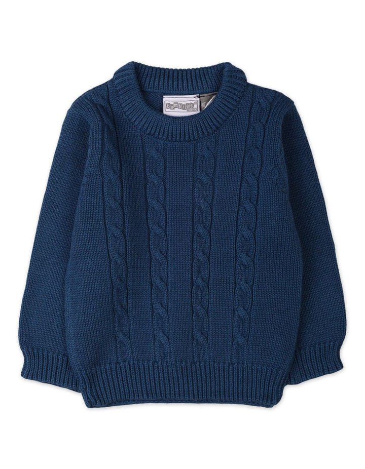 Infants Baby Winter Sweaters Bambies Cable Knit Navy Blue at Zubaidas