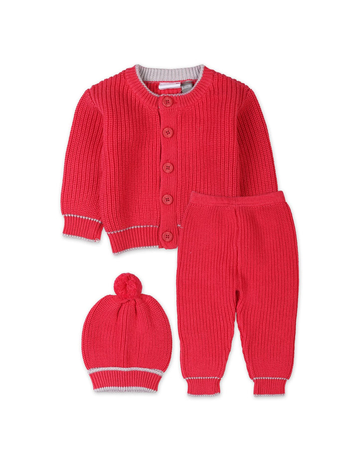 Infants Knitted Winter Suit Set Bambies Dark Pink at Zubaidas