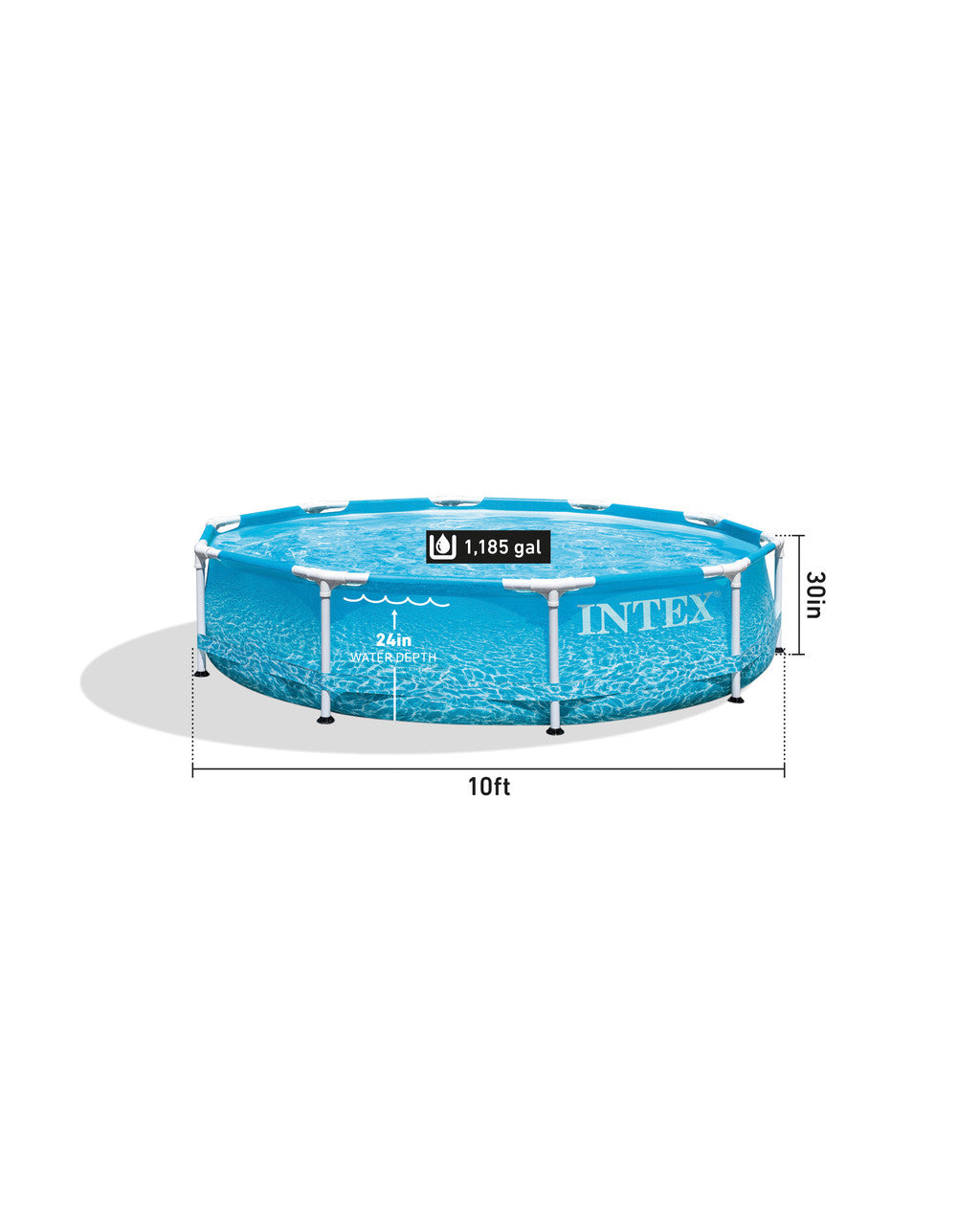 INTEX Beachside Metal Frame 10ft x 30in Above Ground Pool at Zubaidas Official Pakistan