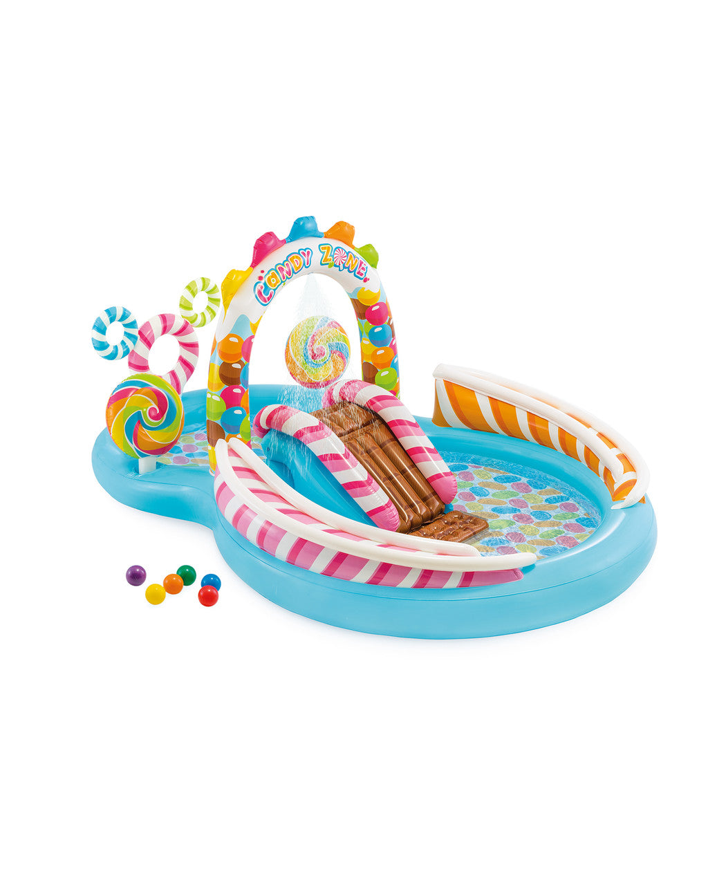 INTEX Candy Zone Inflatable Play Center with Slide 116in X 75in X 51in at Zubaidas Official Pakistan