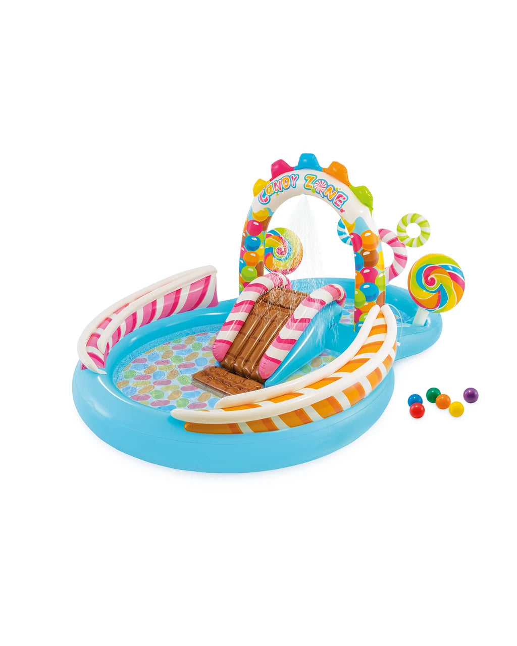 INTEX Candy Zone Inflatable Play Center with Slide 116in X 75in X 51in at Zubaidas