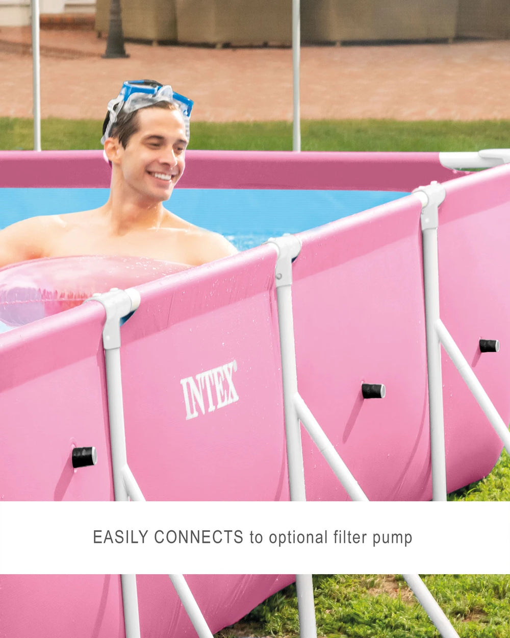 INTEX Pool Rectangular Frame Above Ground Pink 2.2M x 1.5M x 0.6M at Zubaidas Official Pakistan
