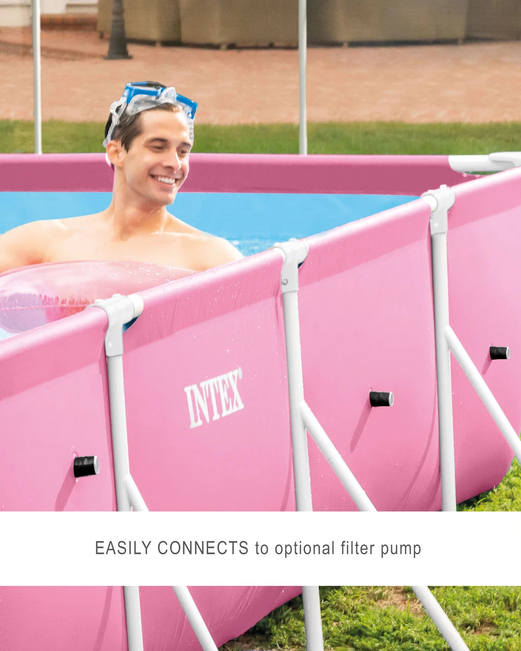 INTEX Pool Rectangular Frame Above Ground Pink 2.2M x 1.5M x 0.6M at Zubaidas Official Pakistan