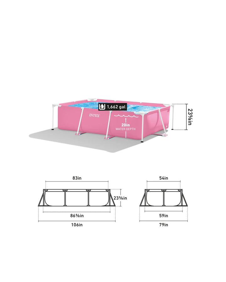 INTEX Pool Rectangular Frame Above Ground Pink 2.2M x 1.5M x 0.6M at Zubaidas Official Pakistan Official Pakistan
