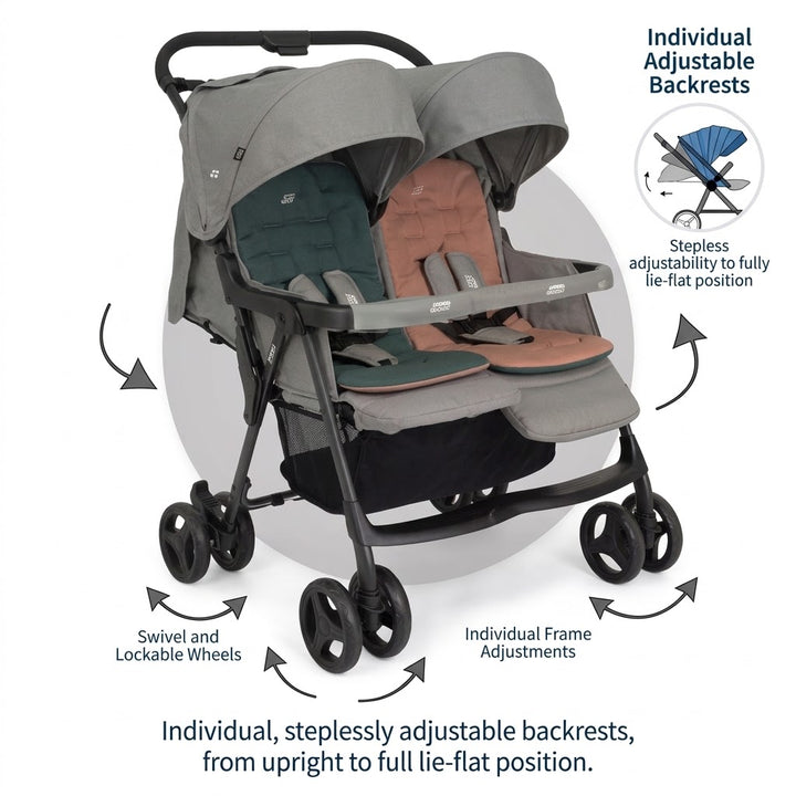Joie Aire Twin Double Stroller Pebble at Zubaidas Online Pakistan