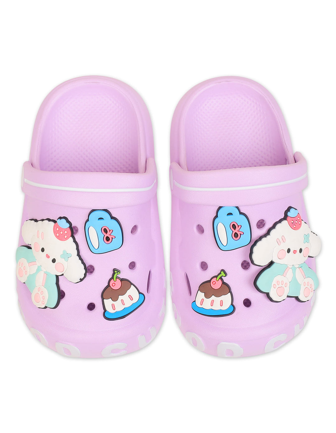 Kid Girl Clogs with Bunny and Sweet Treats Charms Purple at Zubaidas Best baby Shop Pakistan
