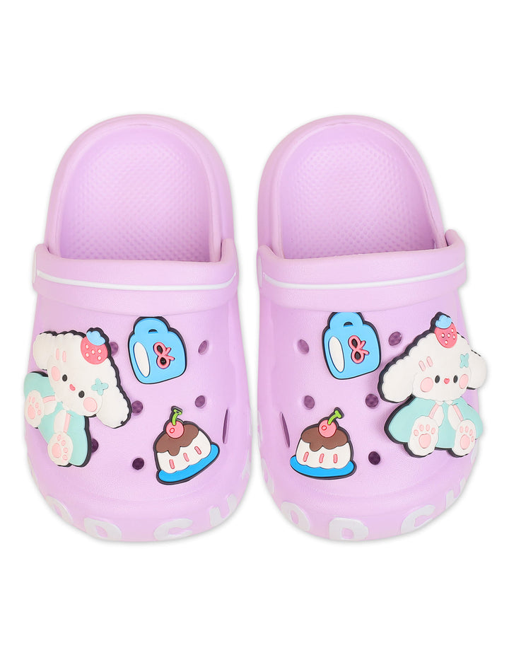 Kid Girl Clogs with Bunny and Sweet Treats Charms Purple at Zubaidas Best baby Shop Pakistan