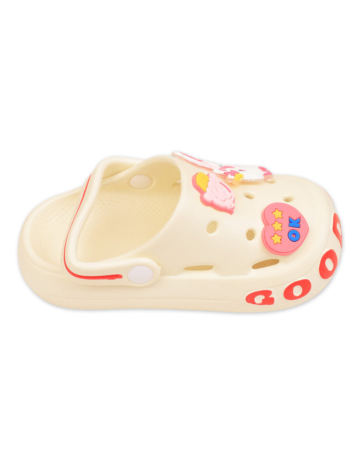 Kid Girl Crocs with Unicorn and Bunny Charms Cream at Zubaidas Official Pakistan