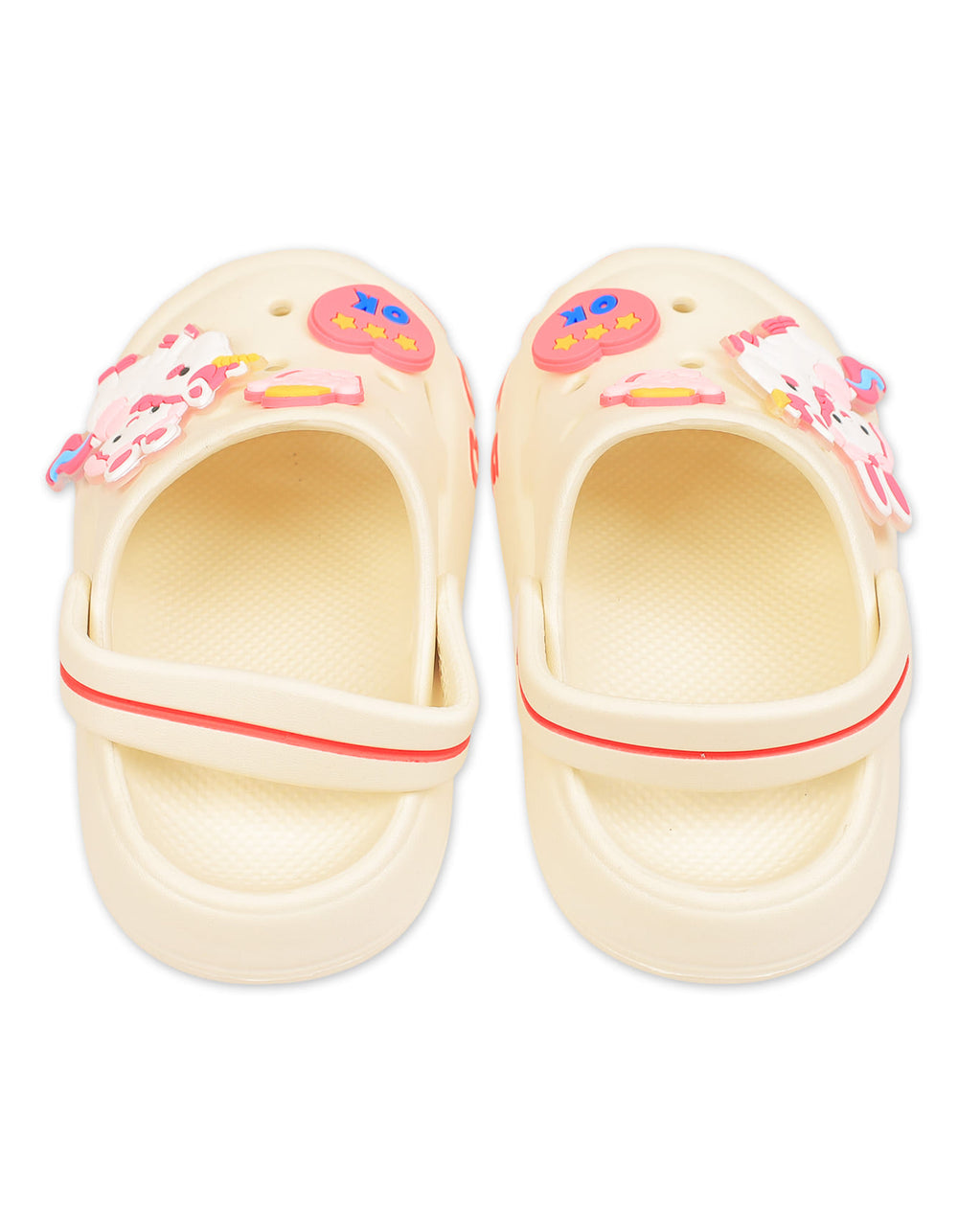 Kid Girl Crocs with Unicorn and Bunny Charms Cream at Zubaidas Online Pakistan