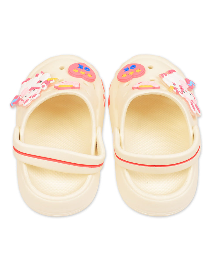 Kid Girl Crocs with Unicorn and Bunny Charms Cream at Zubaidas Online Pakistan