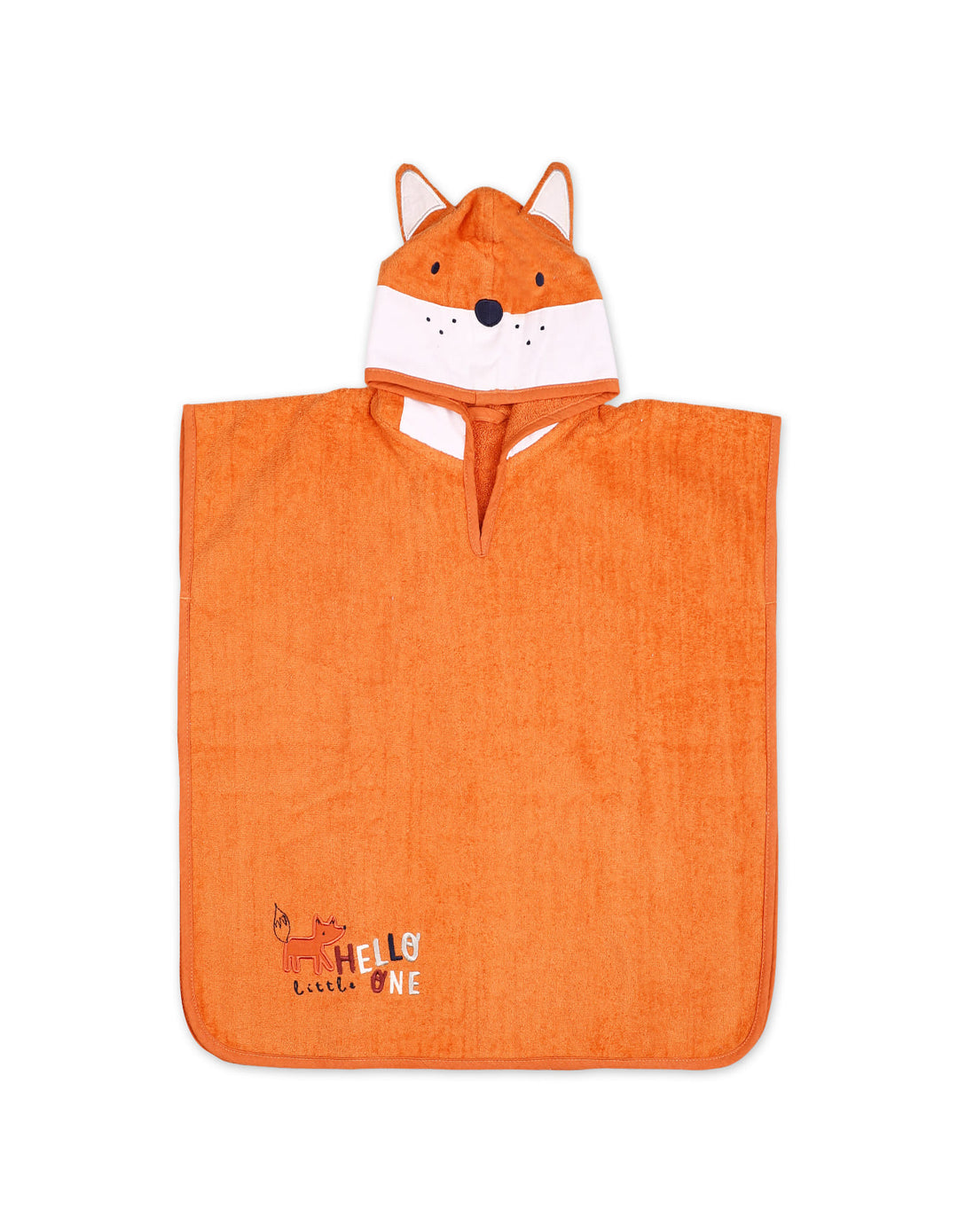 Kids Hooded Bath Towel Poncho Fox Orange at Zubaidas