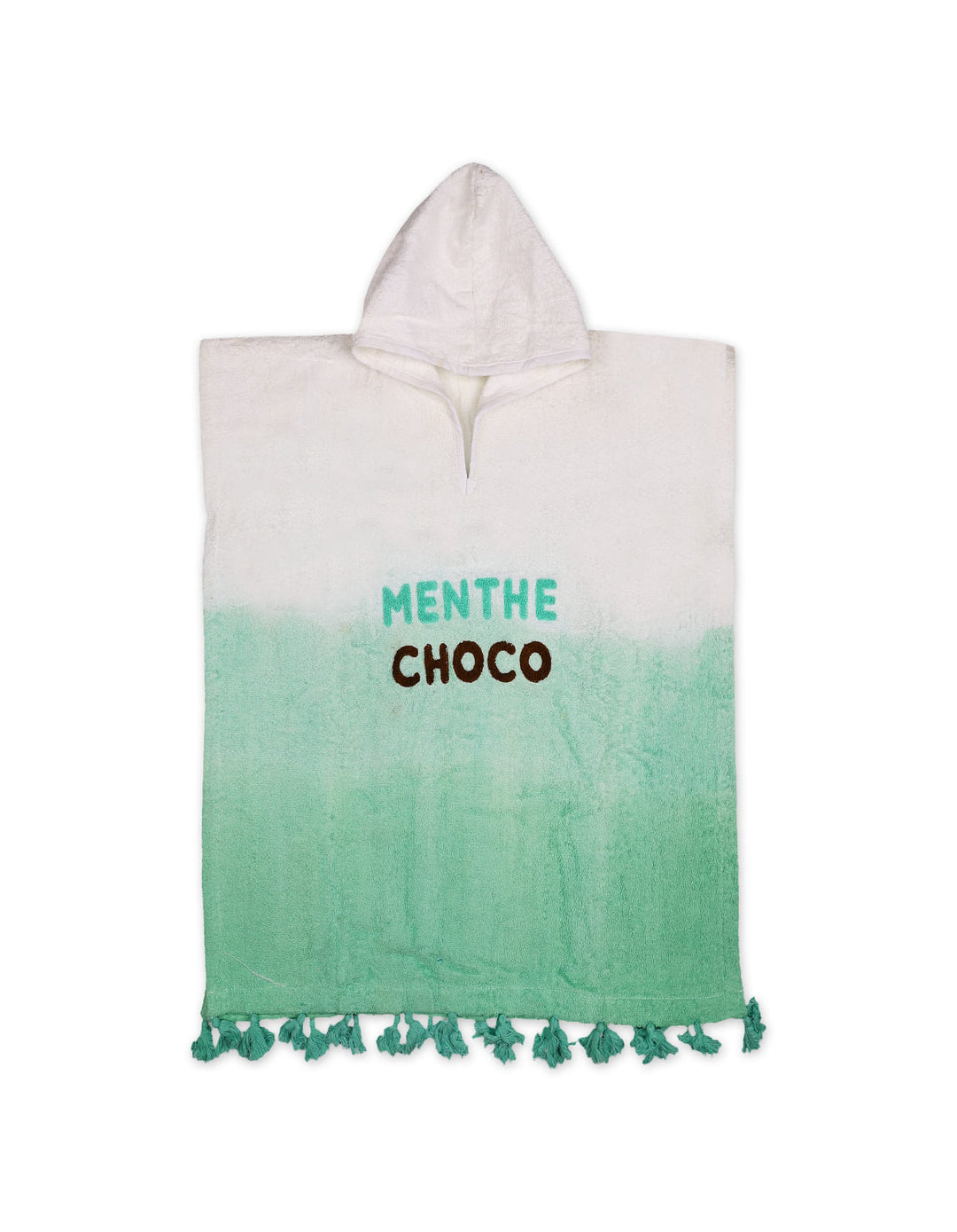 Kids Hooded Bath Towel Poncho Menthe Choco White and Mint at Zubaidas
