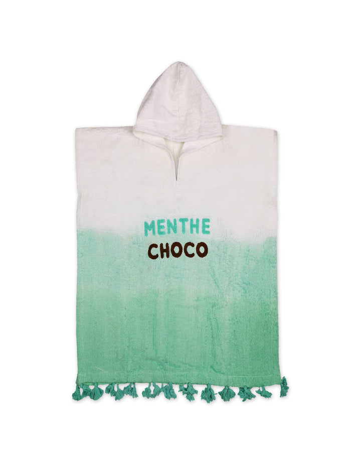 Kids Hooded Bath Towel Poncho Menthe Choco White and Mint at Zubaidas