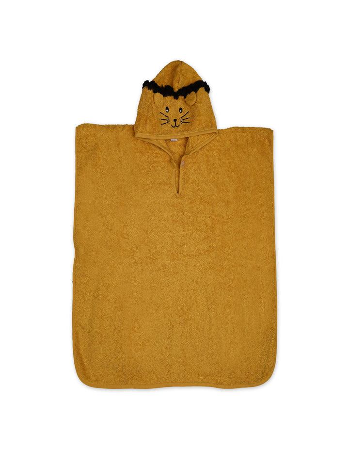Kids Hooded Bath Towel Poncho Tiger Mustard at Zubaidas