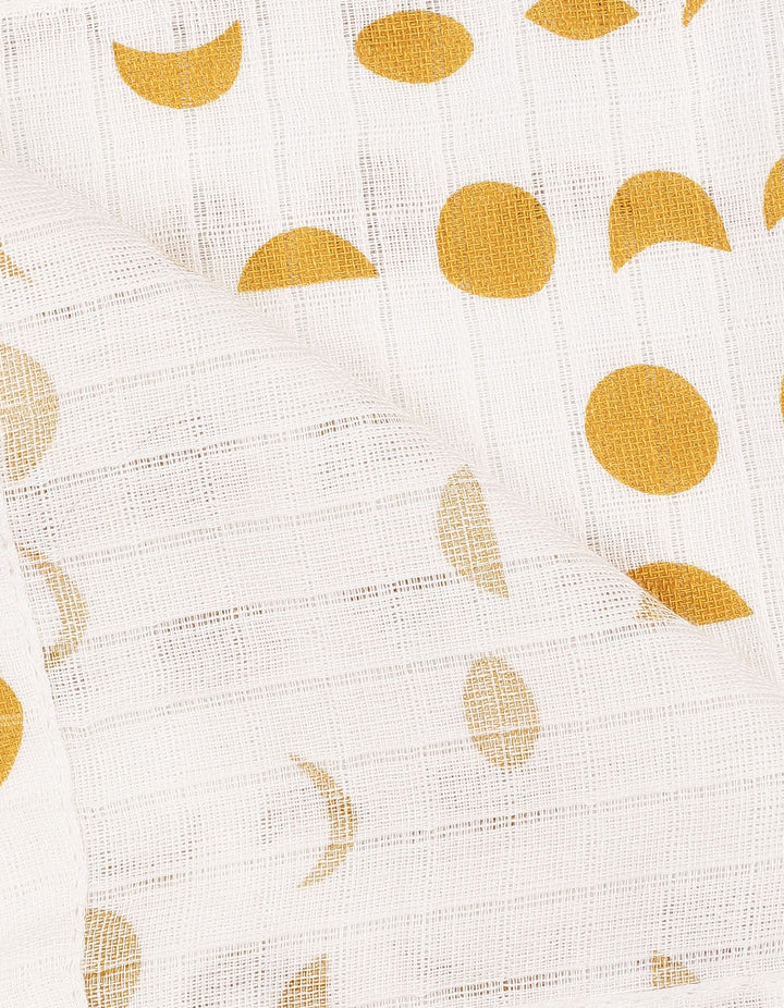 Muslin Sheets Pack of 2 Bambies Abstract White and Mustard at Zubaidas Online Baby Store Pakistan