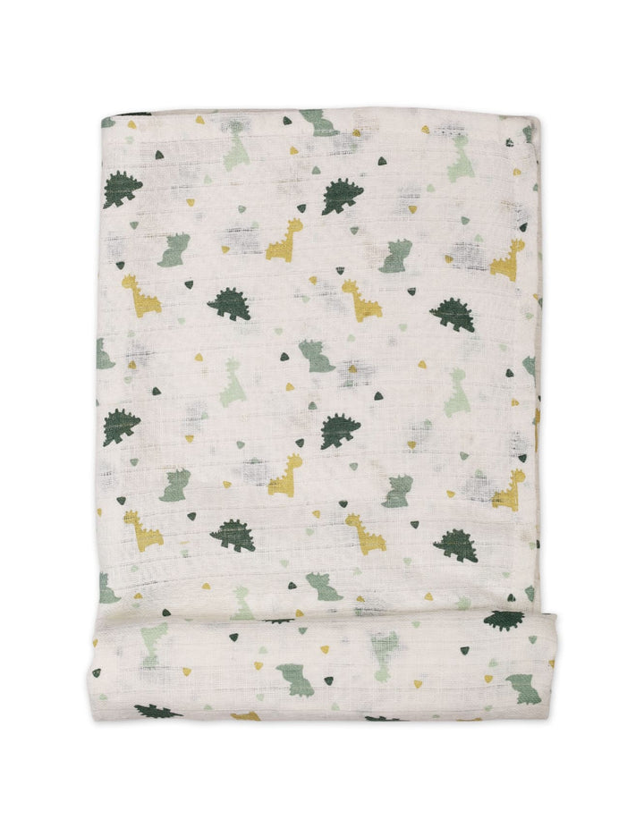 Muslin Sheets Pack of 2 Bambies Dino and Leaf Print at Zubaidas Pakistan