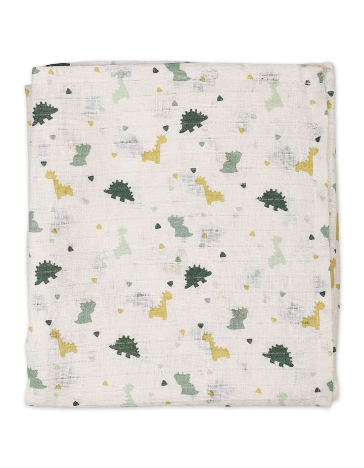 Muslin Sheets Pack of 2 Bambies Dino and Leaf Print at Zubaidas Best Online Baby Store in Pakistan