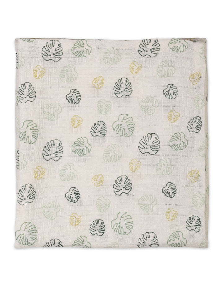 Muslin Sheets Pack of 2 Bambies Dino and Leaf Print at Zubaidas Mothershop Pakistan