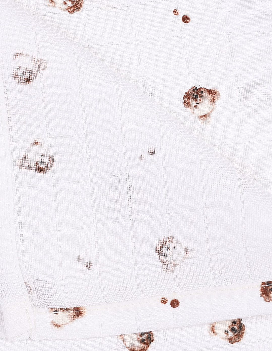 Muslin Sheets Pack of 2 Bambies Faces White and Brown at Zubaidas Official Pakistan