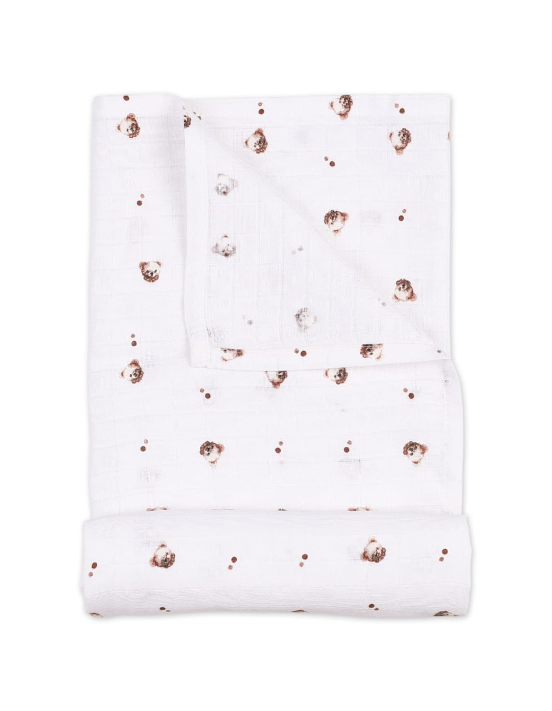 Muslin Sheets Pack of 2 Bambies Faces White and Brown at Zubaidas Online Baby Store Pakistan