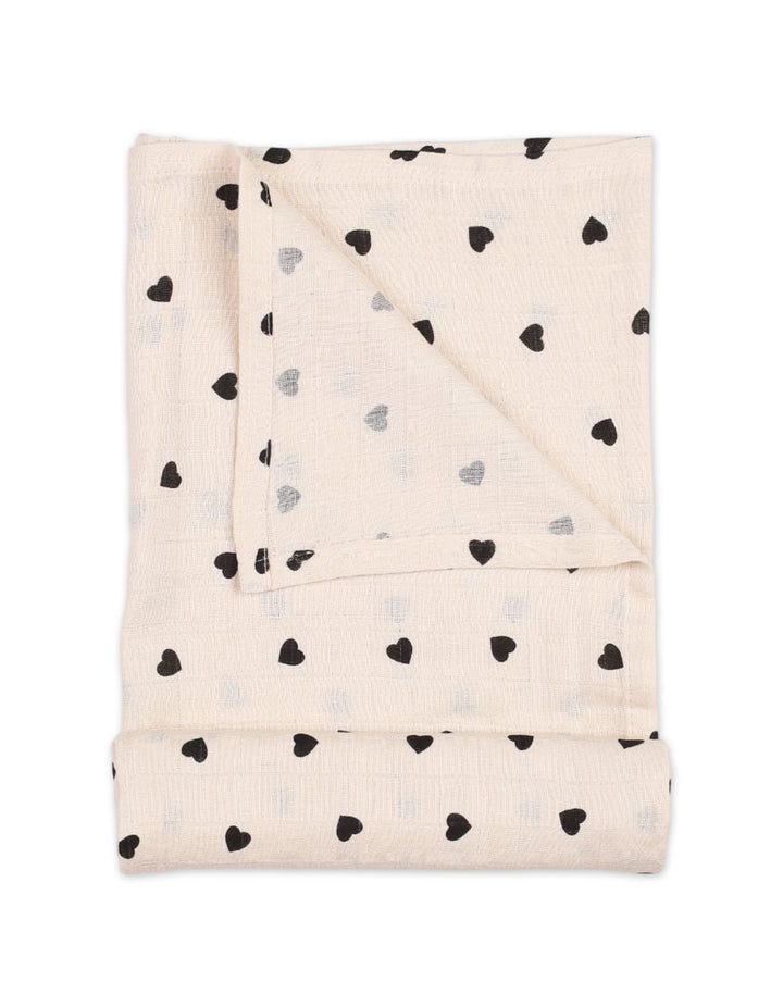 Muslin Sheets Pack of 2 Bambies Hearts Beige and Light Pink at Zubaidas Online Pakistan