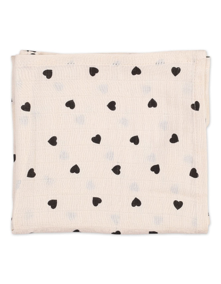 Muslin Sheets Pack of 2 Bambies Hearts Beige and Light Pink at Zubaidas Little Darling Pakistan