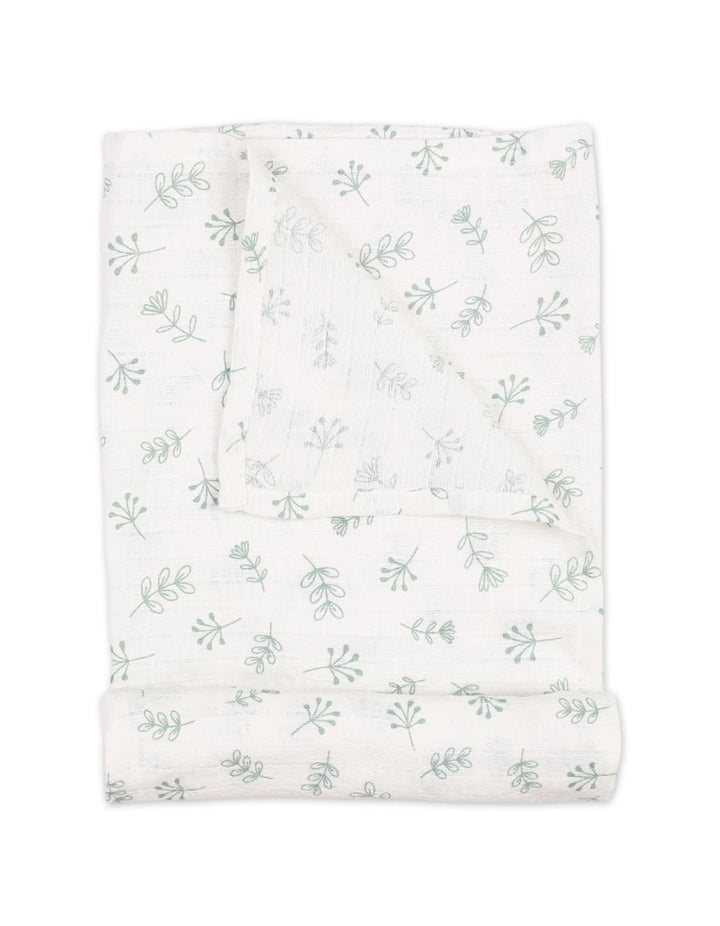 Muslin Sheets Pack of 2 Bambies Leaves White and Blue at Zubaidas Official Pakistan