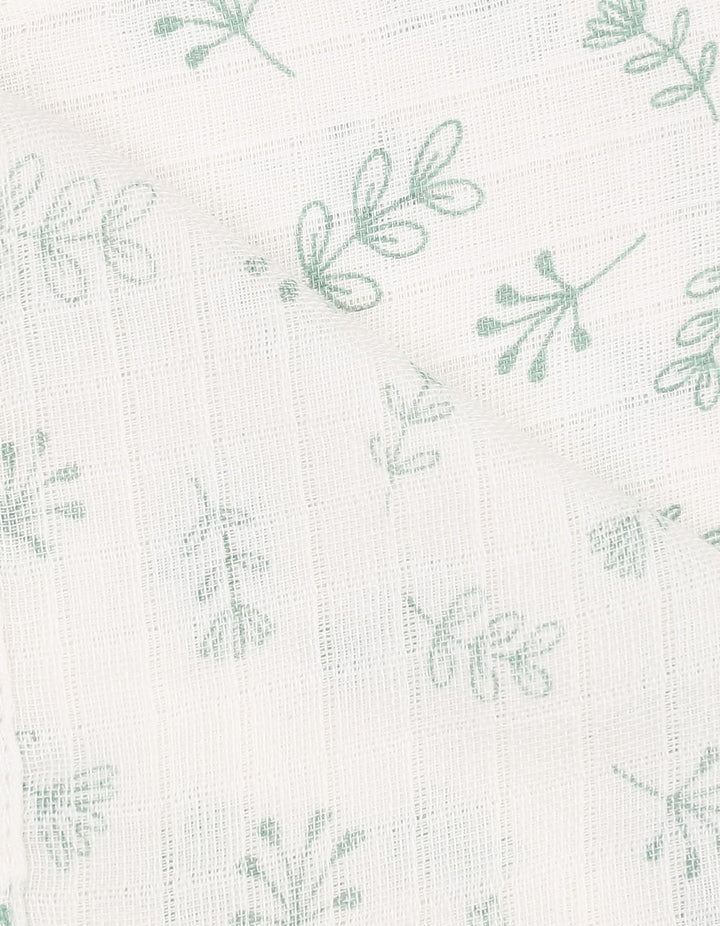 Muslin Sheets Pack of 2 Bambies Leaves White and Blue at Zubaidas Online Baby Store Pakistan
