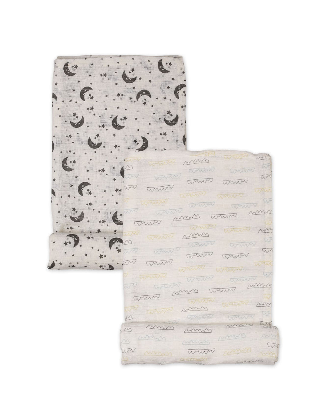 Muslin Sheets Pack of 2 Bambies Moon and Stars Print at Zubaidas