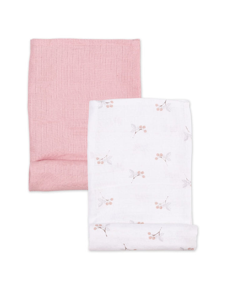 Muslin Sheets Pack of 2 Bambies Multi White and Pink at Zubaidas