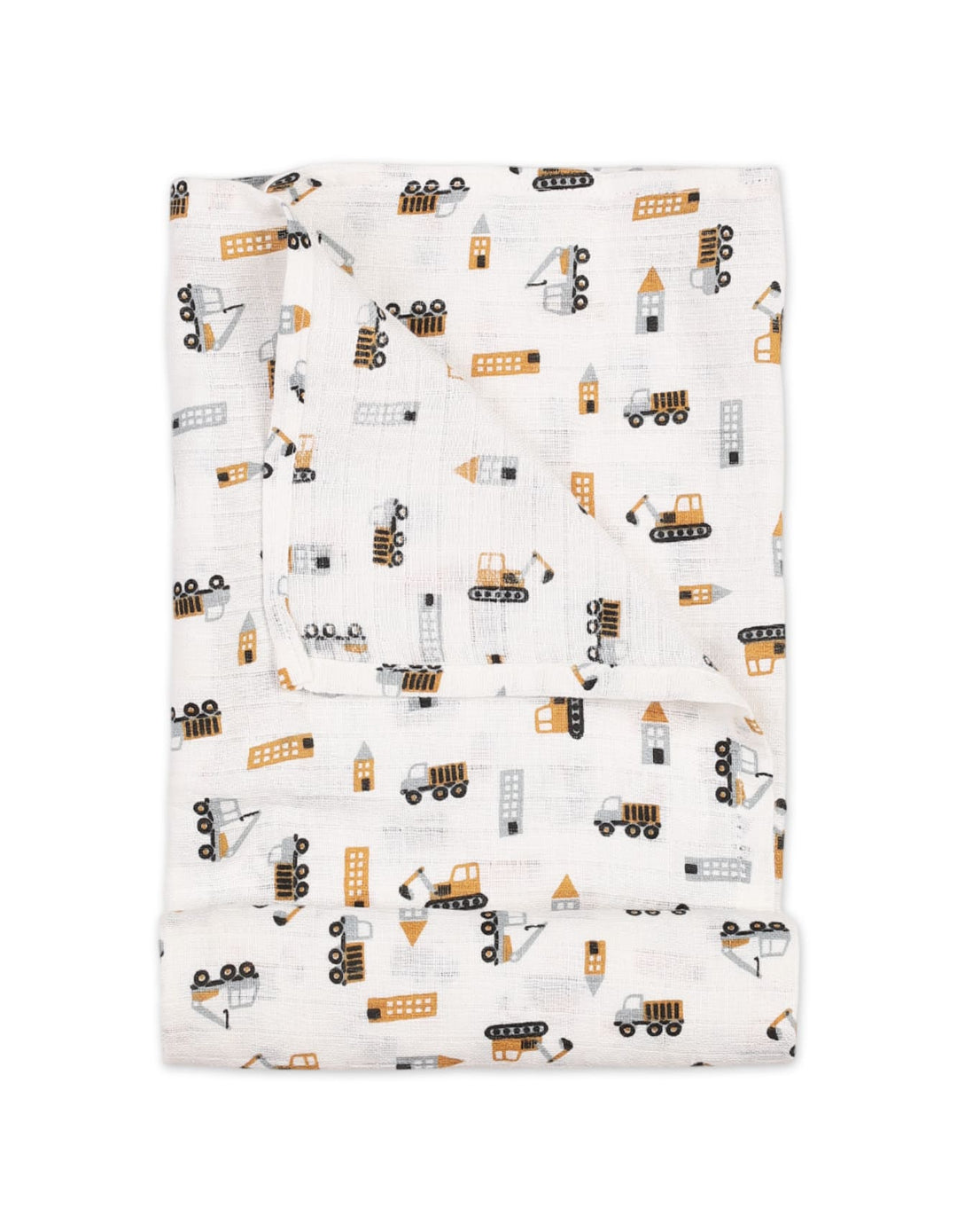 Muslin Sheets Pack of 2 Bambies Vehicles White and Mustard at Zubaidas Online Baby Store Pakistan