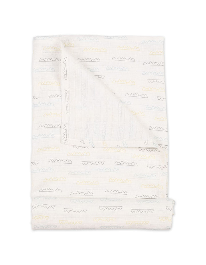 Muslin Sheets Pack of 2 Bambies Waves White at Zubaidas Official Pakistan