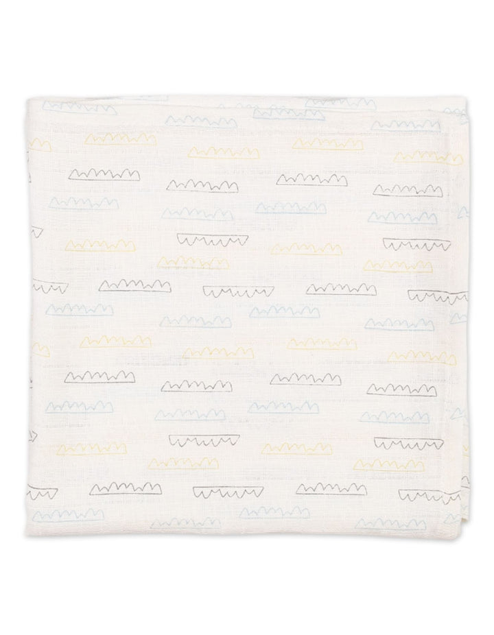 Muslin Sheets Pack of 2 Bambies Waves White at Zubaidas Best Online Baby Store in Pakistan