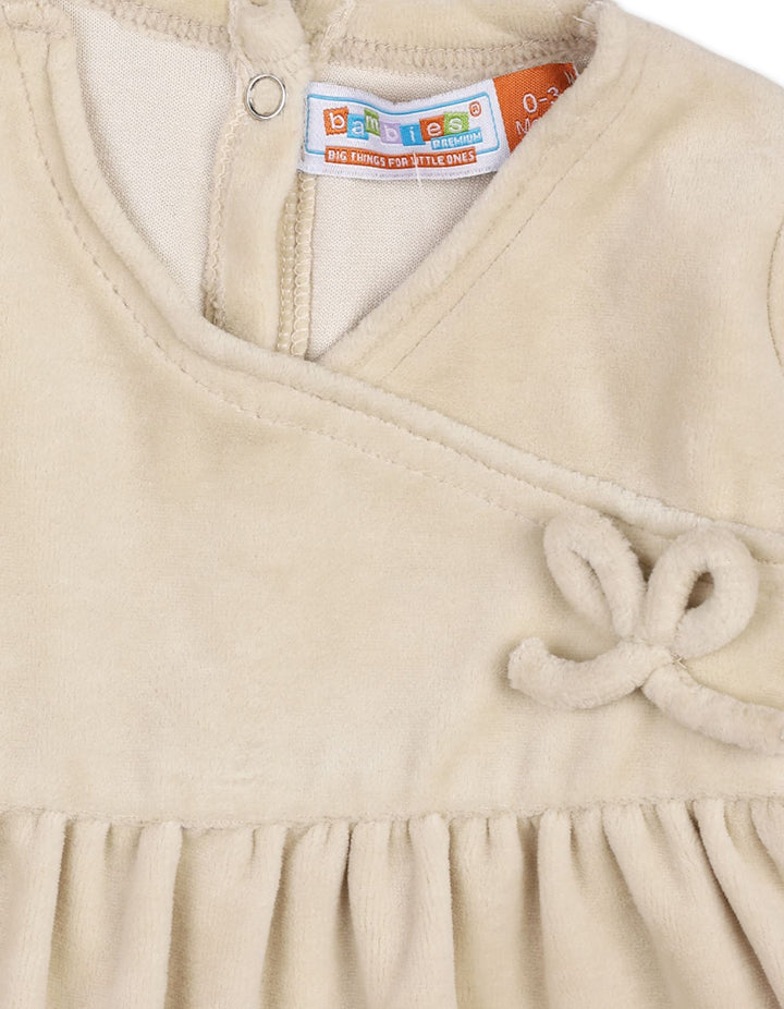 Newborn 2 Pieces Winter Romper Set with Headband Bambies Beige at Zubaidas Online Baby Store Pakistan