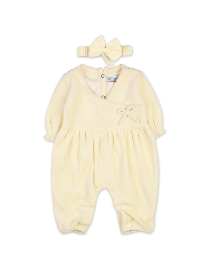 Newborn 2 Pieces Winter Rompers Set with Headband Bambies Yellow at Zubaidas