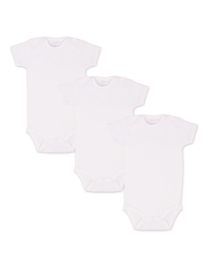 Newborn 3 Pieces Bodysuits Bambies Short Sleeves White at Zubaidas