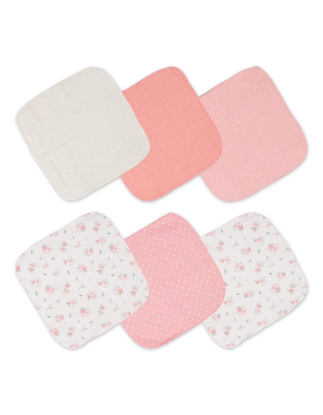 Newborn Girl Wash Cloths Pack of 12  Floral Pink Multicolor at Zubaidas