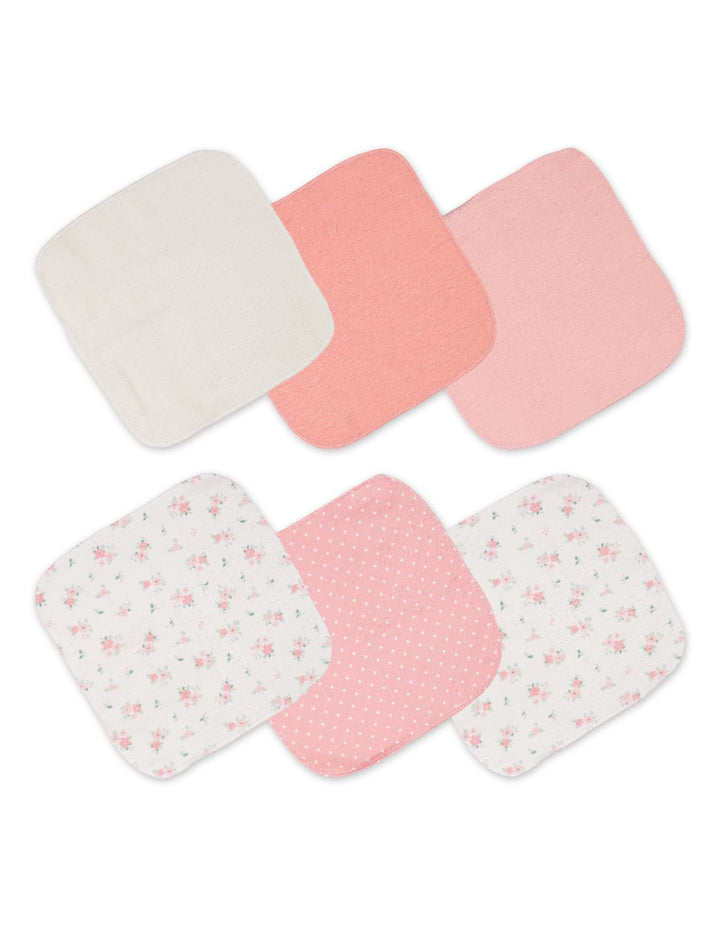 Newborn Girl Wash Cloths Pack of 12  Floral Pink Multicolor at Zubaidas