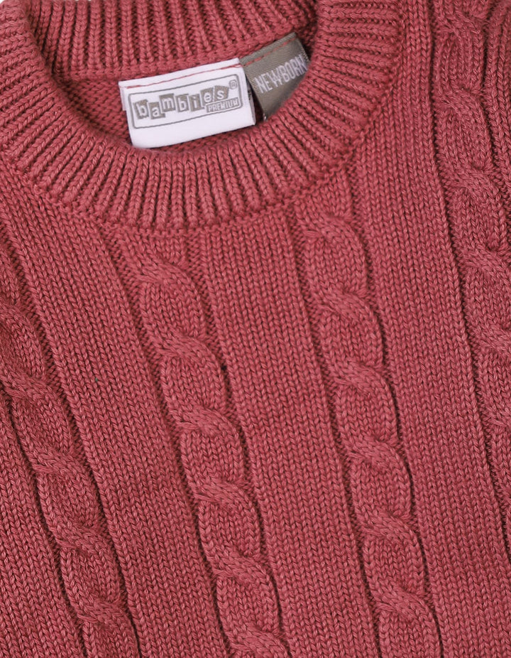 Newborn Girls Winter Sweaters Bambies Cable Knit Maroon at Zubaidas Pakistan