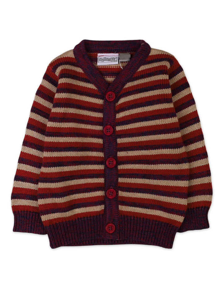 Newborn Baby Boys 4 Pieces Winter Outfit Sets Bambies Striped Maroon at Zubaidas Pakistan