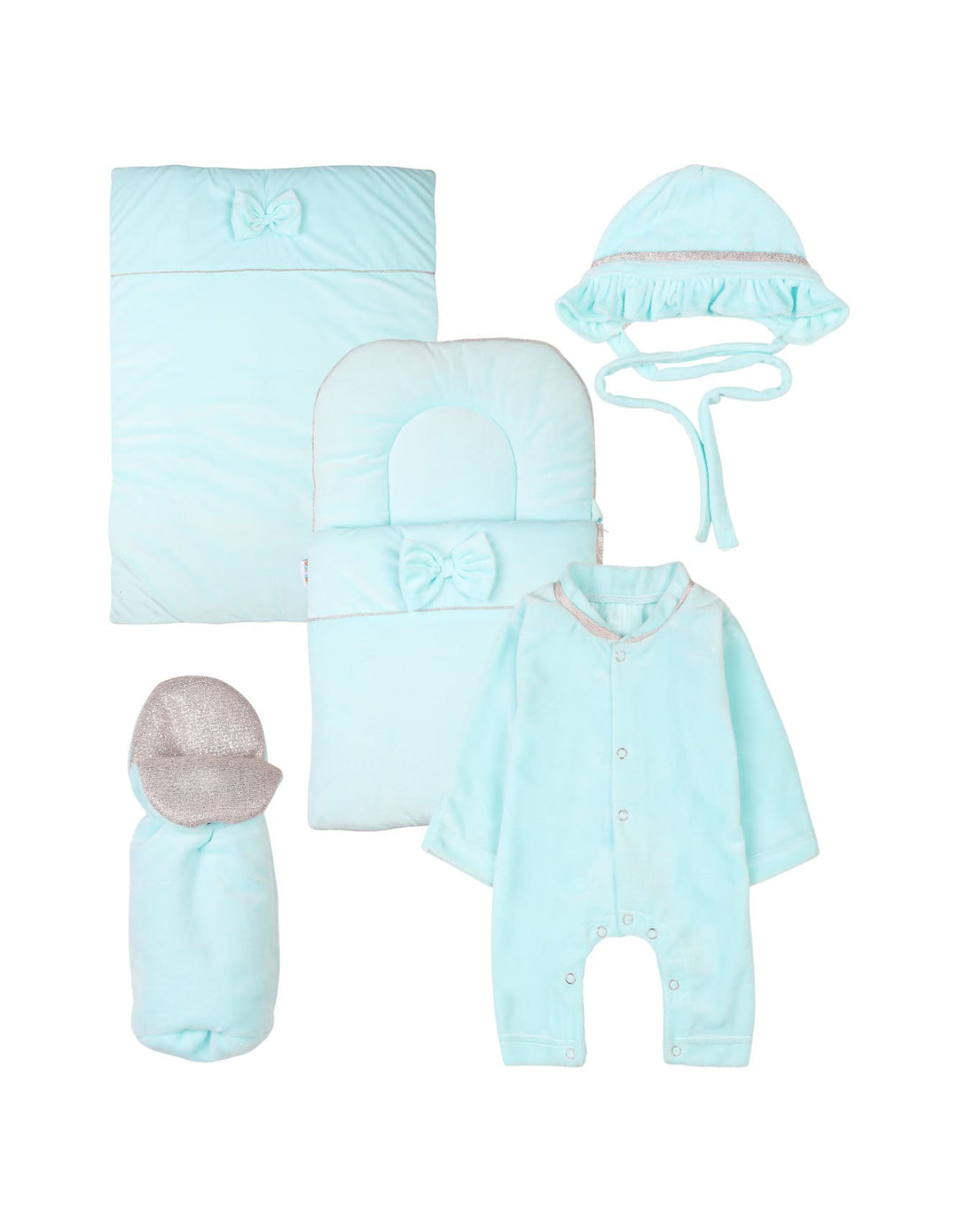 Newborn Baby Boys 5 Pieces Gift Sets Bambies Mint Blue at Zubaidas