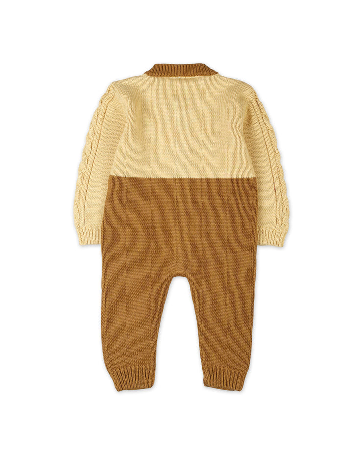 Newborn Baby Boys and Baby Girls Jumpsuits Bambies Knitted Two Tone Cream and Light Brown at Zubaidas Official