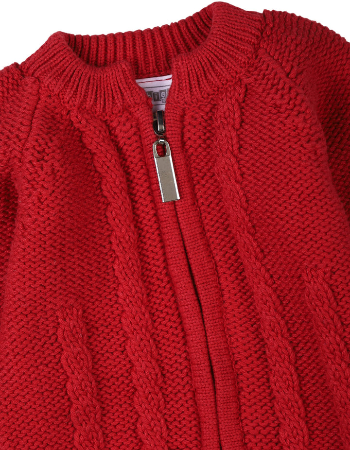 Newborn Baby Boys and Baby Girls Winter Rompers Knitted with Front Zip Bambies Red at Zubaidas Pakistan
