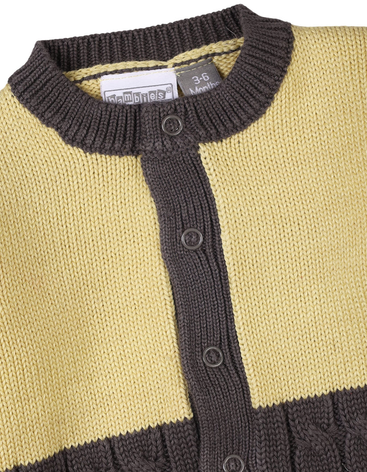 Newborn Baby Boys and Baby Girls Winter Two Tone Rompers Bambies Yellow and Grey at Zubaidas Pakistan