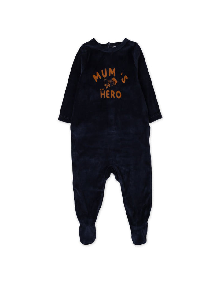 Newborn Baby Boys Sleepsuits Bambies Mums Mini Hero Navy Blue at Zubaidas