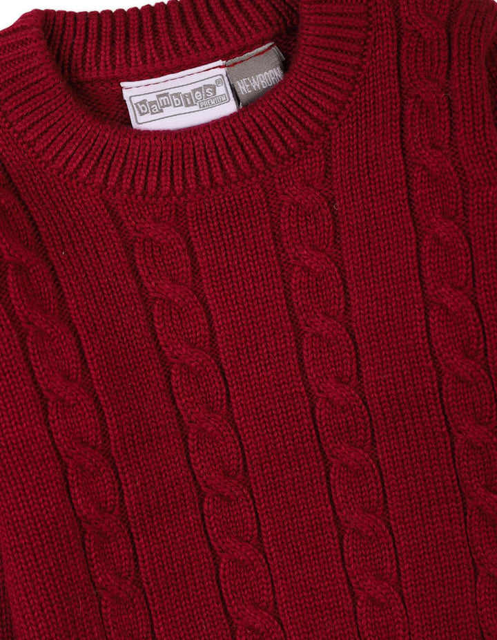 Newborn Baby Boys Winter Sweaters Bambies Cable Knit Red at Zubaidas Pakistan