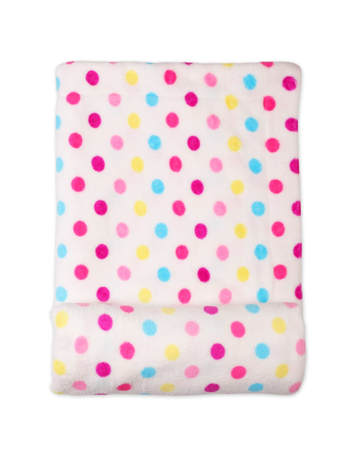 Newborn Baby Girls Soft Blankets Bambies Polka Dots White at Zubaidas