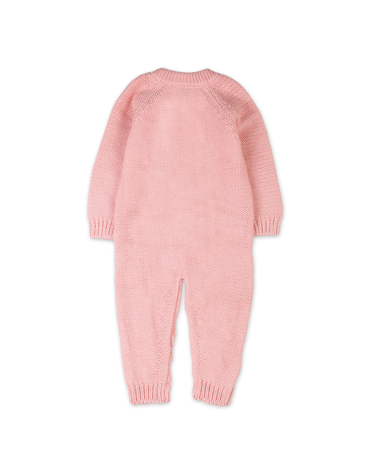 Newborn Baby Girls Winter Rompers Knitted with Front Zip Bambies Light Pink at Zubaidas Official