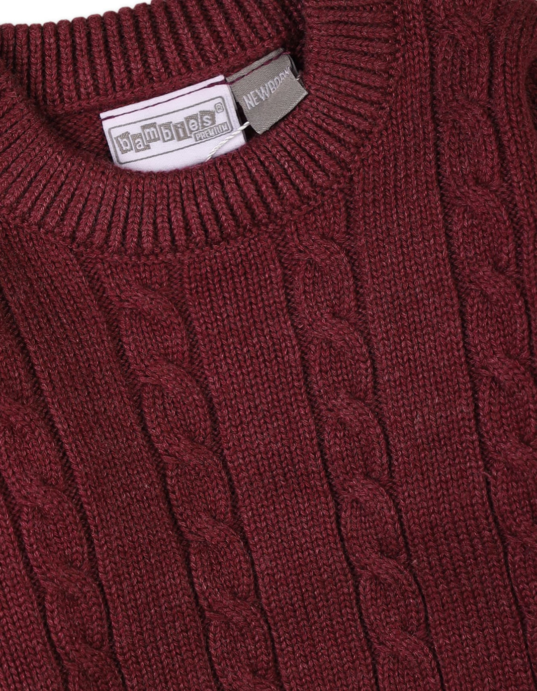 Newborn Baby Girls Winter Sweaters Bambies Cable Knit Burgundy at Zubaidas Pakistan