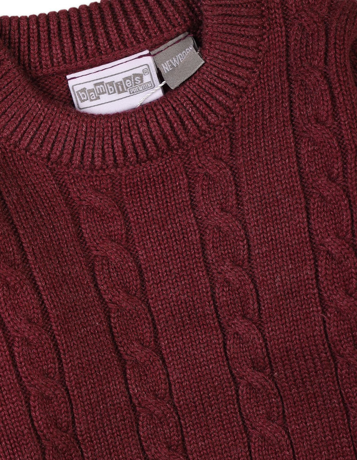 Newborn Baby Girls Winter Sweaters Bambies Cable Knit Burgundy at Zubaidas Pakistan